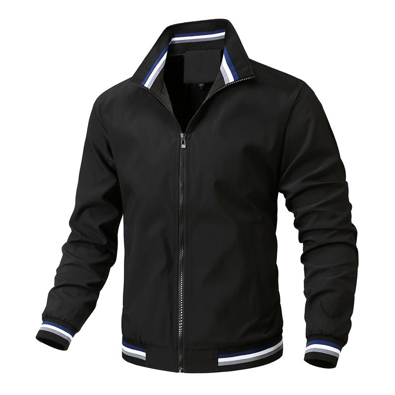 Men's Lightweight Stand Collar Jacket - Waterproof Windbreaker With Multi-Pockets, Slim Fit Zippered Casual Coat For Spring/Fall_viptrois.com