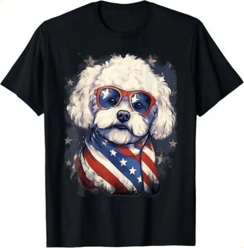 T-shirt4th Of July Us 2026 Flag Bichon Frise Dog Gift Unisex T-sh_viptrois.com