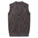 Men's Knitted Wool Blend Sleeveless Vest Sweater - Thickened V-Neck Open Front Cardigan For Autumn Winter_viptrois.com