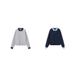 Men's Trendy Color Block Long Sleeve Polo Shirt Hong Kong Style Embroidered Retro Loose Fit Half Zip Sweatshirt_viptrois.com
