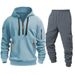 Men's Hooded Sweatshirt & Jogger Set - Breathable Polyester Activewear With Multiple Pockets For Gym, Running & Casual Wear_viptrois.com