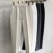 Men's Clothing Casual Nine Point Trousers Men's Suit Trousers Anti Wrinkle Drape Men's Commuting Suit Trousers Tapered Spring And Summer Long Trousers_viptrois.com