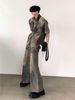 Men's Clothing Old Washed Retro Denim Jacket Niche Design Short Sleeved Suit_viptrois.com