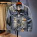 Men's High-End Retro Loose Fitting Denim Jacket Trendy Handsome Spring Autumn Top_viptrois.com