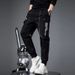 Men's European Black Casual Pants 2024 Slim Fit Fashion Brand Letter Print Sweatpants Trousers Overalls for Men_viptrois.com