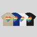 Men's Clothing High Street Short Sleeved Men's Niche Design Couple Rainbow Love Print T Shirt Summer Ins Retro Five Point Sleeves_viptrois.com
