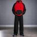 Men's Fleece-Lined Hooded Sweatshirt & Jogger Pants Set - Casual Loungewear With Color Block Design For Autumn Winter_viptrois.com