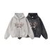 "Gothic Revival Zip Hoodie – Distressed Cotton Fleece With Drop-Shoulder Silhouette (Black/Ash Grey/Oversize Wash)"_viptrois.com