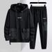Trendy Men's Hooded Sweatshirt Set With Fleece Workwear Jacket, Student Casual Sports Suit_viptrois.com