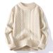 Men's Chunky Knit Cable Sweater - Oversized Winter Pullover With Soft Polyester Blend, Loose Fit Style_viptrois.com