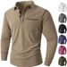 Men's Long Sleeve Polo Shirt – Sporty Contrast Collar Tee For Gym & Casual Wear (Multiple Colors)_viptrois.com