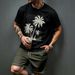 Men's Summer Casual Fashion Short Sleeve T Shirt "Minimalist Palm Tree" Summer Vacation Style Black And White Two Tone Short Sleeve T Shirt_viptrois.com