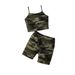 Mother & Kids INS Girls Summer Suspenders Leisure Camouflage Full Print 2 Piece Set Fashion Leisure Sports Suit_viptrois.com