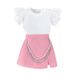 Mother&Kids Summer solid color flying sleeve short sleeve dress set two-piece lovely princess style_viptrois.com