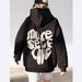 Unisex Gothic Streetwear Hoodie - Oversized Y2K Zip-Up Sweatshirt With Print, Fleece Lined, Casual Pullover For Men & Women_viptrois.com