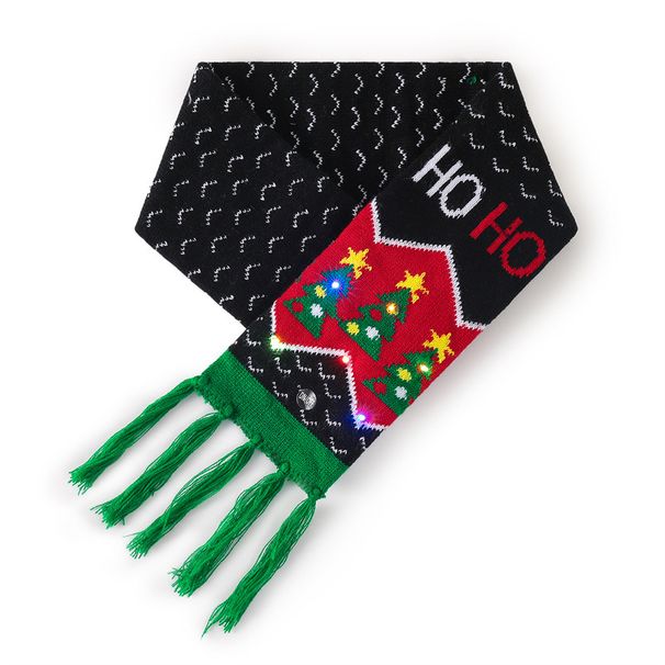Women's Scarves Santa Claus Deer Head Scarf With LED Lights Colorful Lights Elk Winter Jacquard Fan Scarf_viptrois.com