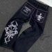 2023 Cross-border Hot-selling American High Street Fashion Brand Fully Embroidered Skull Pants For Men, Loose Straight_viptrois.com