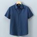 Men's Clothing Sun Protection Outer Wear Solid Color Shirt Casual Versatile Loose Cotton Breathable Short Sleeved Shirt_viptrois.com