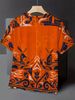 T-shirt Uomo Taglia Grande Cotone Stampa Totale Girocollo Stampa Scudo Arancione Traspirante Casual Per Tifosi Abbigliamento Quotidiano Comodo_viptrois.com