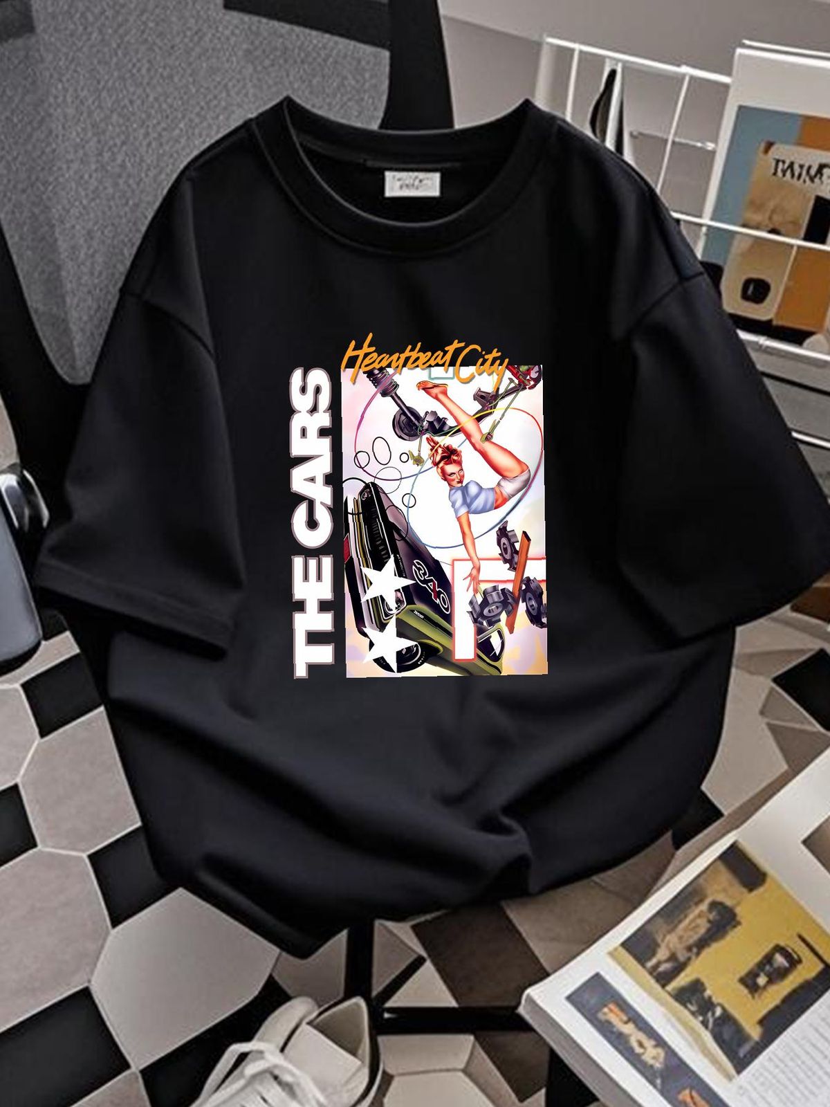 Rare The Cars Heartbeat City Rock Band Cotton Black Men S-234XL T-Shirt NL1126 Unisex Stylish Graphic Summer Homme Fashion Streetwear Soft_viptrois.com