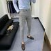 Men's Slim Fit Casual Trousers Versatile Trendy Slimming Straight Leg New Style Light Luxury Solid Color_viptrois.com