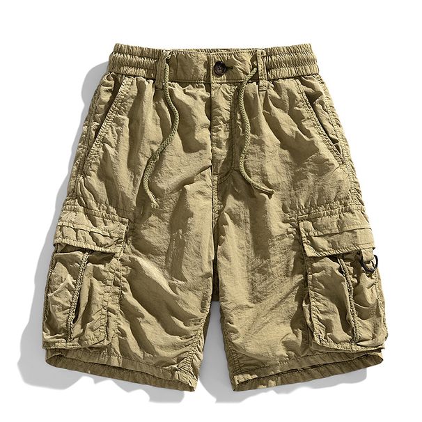 Men's Loose Fit Straight Leg Summer Plus Size Trendy Casual Mid-Length Pants With Multiple Pockets Pure Cotton Cargo_viptrois.com