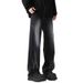Spring Summer Washed Nostalgic Style Jeans For Men, Straight Tube Loose Fit American Hip-Hop Pants, Trendy Brand, Rugged_viptrois.com