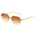 Polygonal Frameless Sunglasses - Metal Trim UV Protection Shades With Modern Geometric Design_viptrois.com