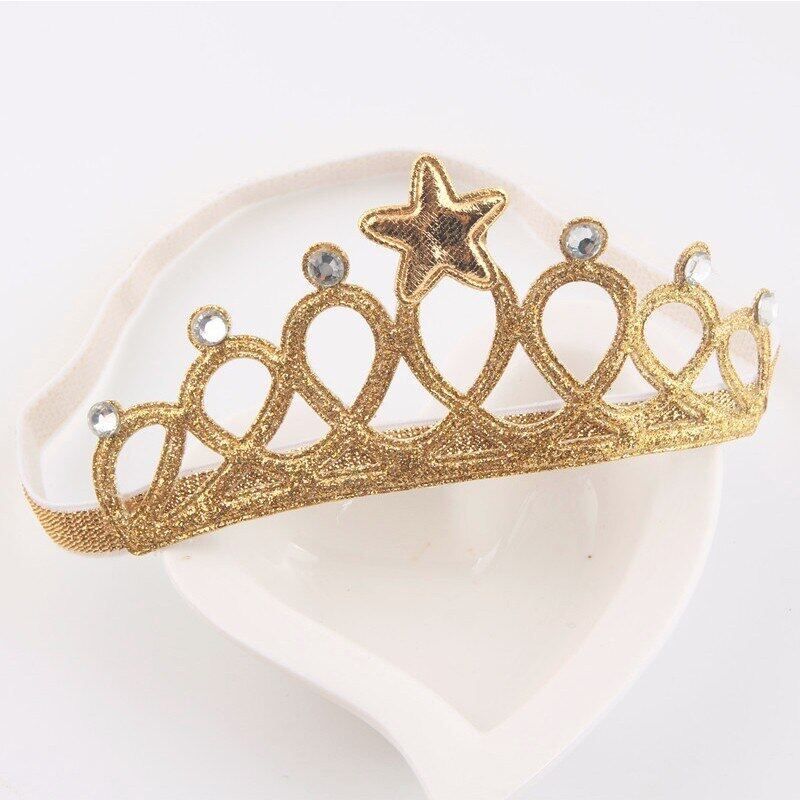 Children's Birthday Crown Dot Diamond Headwear Baby's Hundred Day Photography Elastic Headband Princess Preschool Headband_viptrois.com