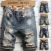 2025 Summer Clothing New Men Vintage Ripped Short Jeans Streetwear Fashion Hole Straight Thin Denim Shorts Male Brand Pants_viptrois.com