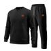 Spring Autumn Men's Textured Suit Plus Size Embossed Letter Crew Neck Sweatshirt And Pants Set_viptrois.com