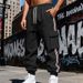 Men's Heavyweight Fleece-Lined Cargo Pants – Winter-Ready Workwear Joggers With Adjustable Drawstring & Side Straps (Black/Army Green/Navy)_viptrois.com