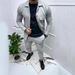 "Men's 2-Piece Casual Suit Set - Slim Fit Jacquard Blazer & Trousers, Lightweight Polyester, Office & Wedding Attire_viptrois.com