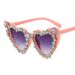 Retro Diamond Studded Sunglasses, Fashionable Peach Heart Sunglasses For Women, Metal Hinges, Large Frame, Personalized Glasses, Cross Border_viptrois.com