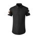 Men’s Short-Sleeve Shirt – Rose Print, Slim Fit, Breathable Cotton Blend, Modern Style_viptrois.com