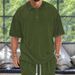Men's Clothing Men's Casual Loose Short Sleeved Lapel Jacquard Knitted Tops Large Size Polo Shirt Trend_viptrois.com