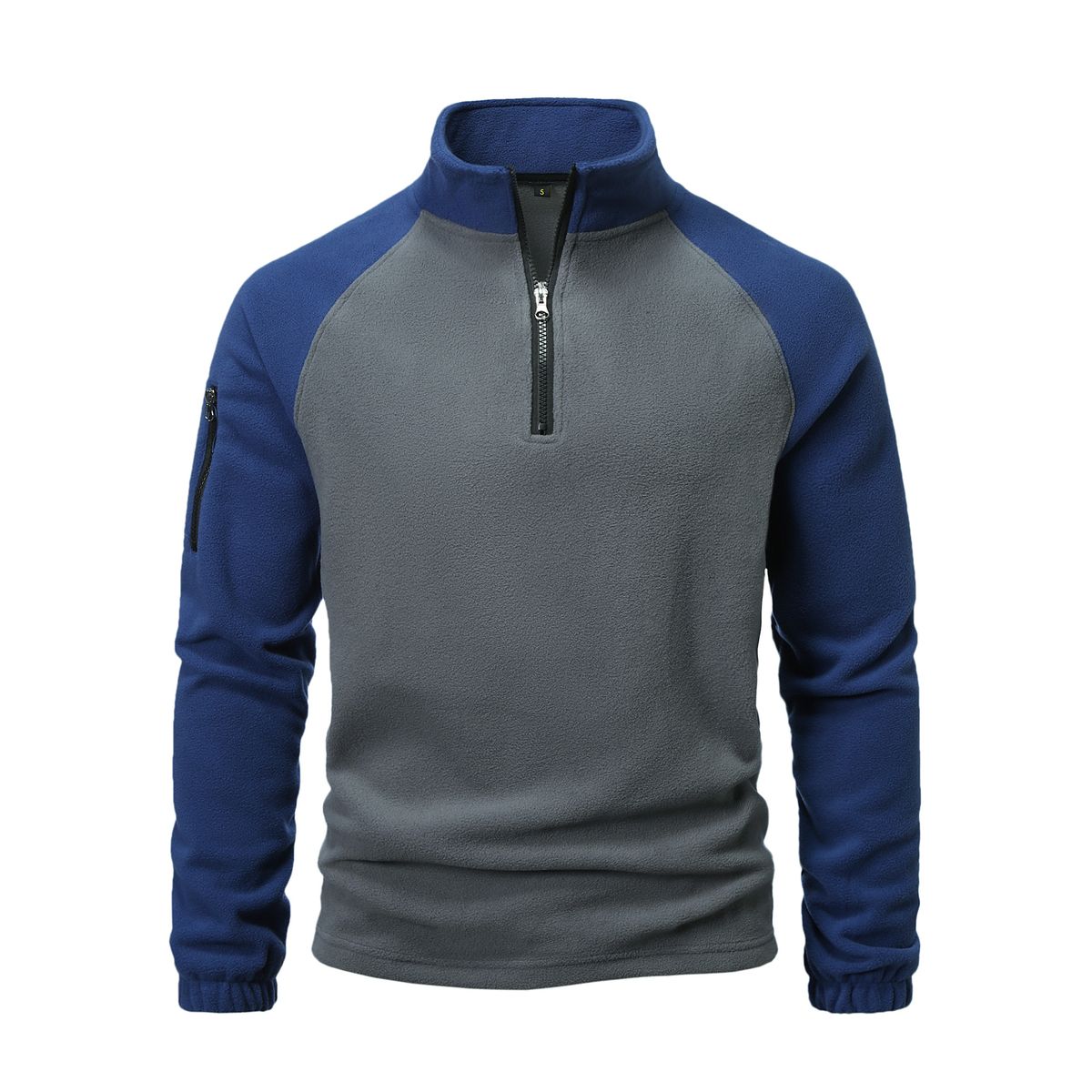 Men's Clothing Foreign Trade High Collar Fleece Jacket Men's Polar Fleece Sweater Autumn And Winter Color Matching Flannel Pullover Casual Jacket_viptrois.com