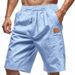 Men's Solid Color Linen Shorts Large Size Breathable Summer Beach Sports Leisure Loose Fit_viptrois.com