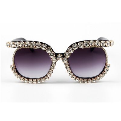 European And American Trendy Diamond Studded Sunglasses, Women's Personalized Sunglasses, All Match Half Frame Cross Border Supply Sunglasses_viptrois.com
