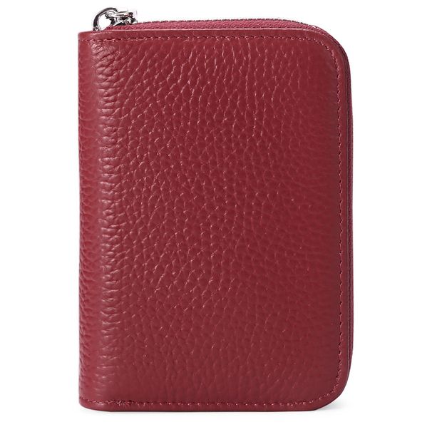 New First Layer Cowhide Zipper Business Card Credit Card Cover Organ RFID Anti-theft Brush Coin Purse_viptrois.com
