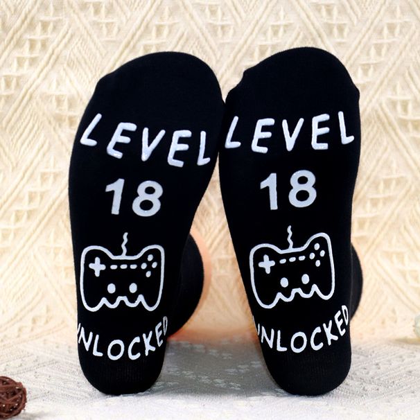 Mid-tube socks casual cotton socks Sole Creative letter non-slip adhesive floor socks game socks_viptrois.com