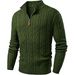 Autumn And Winter New Lapel Half Zip Fried Dough Twists Sweater Loose Outer Sweater Men_viptrois.com