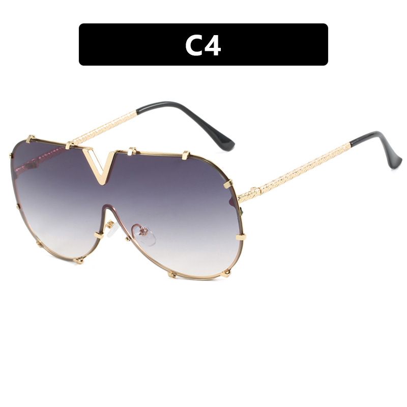 Women's Glasses Fashion Metal One Piece Sunglasses New V Frame Sunglasses Ins Internet Celebrity Sunglasses_viptrois.com