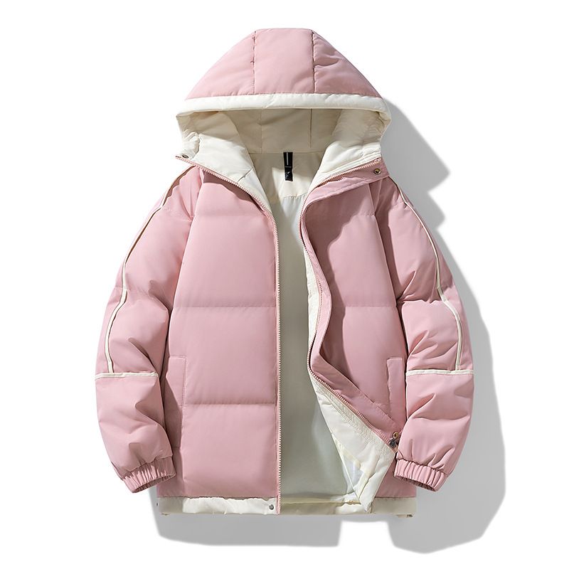 Color Block Windproof Hooded Padded Coat - Thickened Warm Loose Fit Parka For Outdoor Sports & Casual Streetwear_viptrois.com