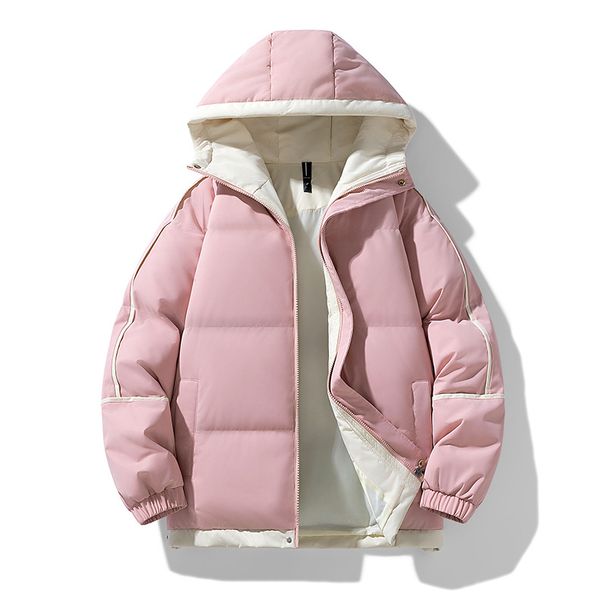Color Block Windproof Hooded Padded Coat - Thickened Warm Loose Fit Parka For Outdoor Sports & Casual Streetwear_viptrois.com