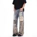 American Style Vintage Patchwork Camouflage Ripped Jeans For Men And Women, High Street Loose Cleanfit Casual Straight_viptrois.com