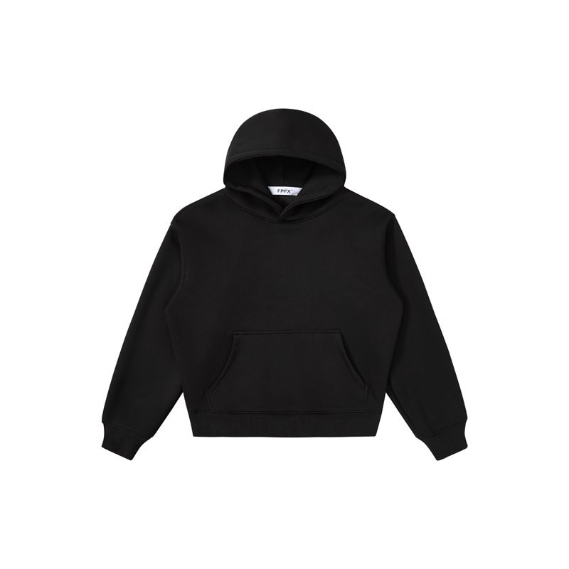 Pure RDT Men's Fashion|Gray Cleanfit American Style Hooded Sweatshirt 550G Basic Solid Color Short Hoodie For Men_viptrois.com