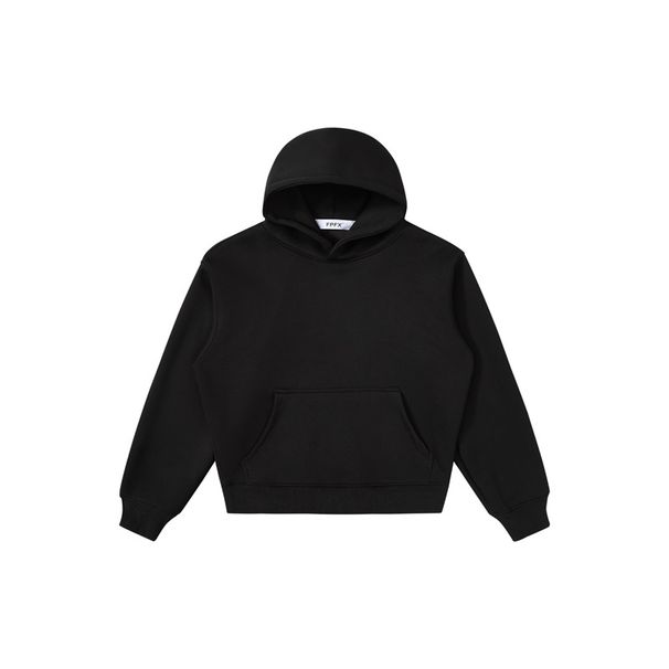 RDT Men's Fashion|Gray Cleanfit American Style Hooded Sweatshirt 550G Basic Solid Color Short Hoodie For Men_viptrois.com