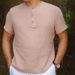 Men's Clothing Round Neck Shirt Casual Shirt Solid Color Fashionable Button Top_viptrois.com