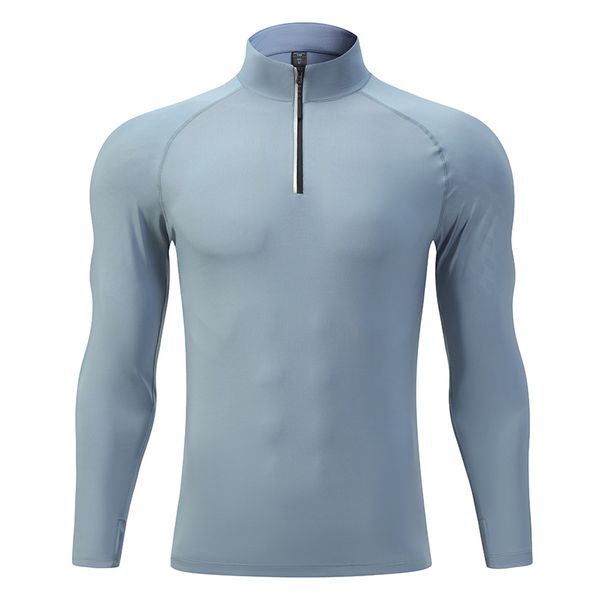 Men's Clothing Outdoor Long Sleeved Sports T Shirt Quick Drying Top Stand Up Collar Half Zip Running Clothes Fitness Training Clothes Casual Men's_viptrois.com